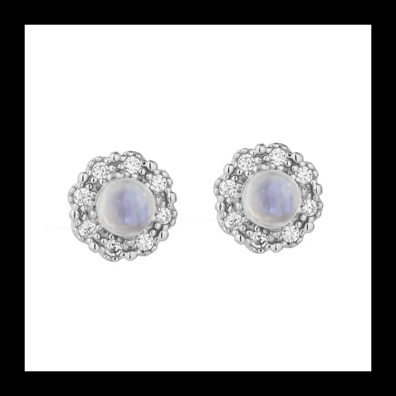 Ins الأكثر مبيعاً مجوهرات 925 الفضة عباد الشمس شكل Moonstone وأقراط موضة جديدة أقراط نسائية #5