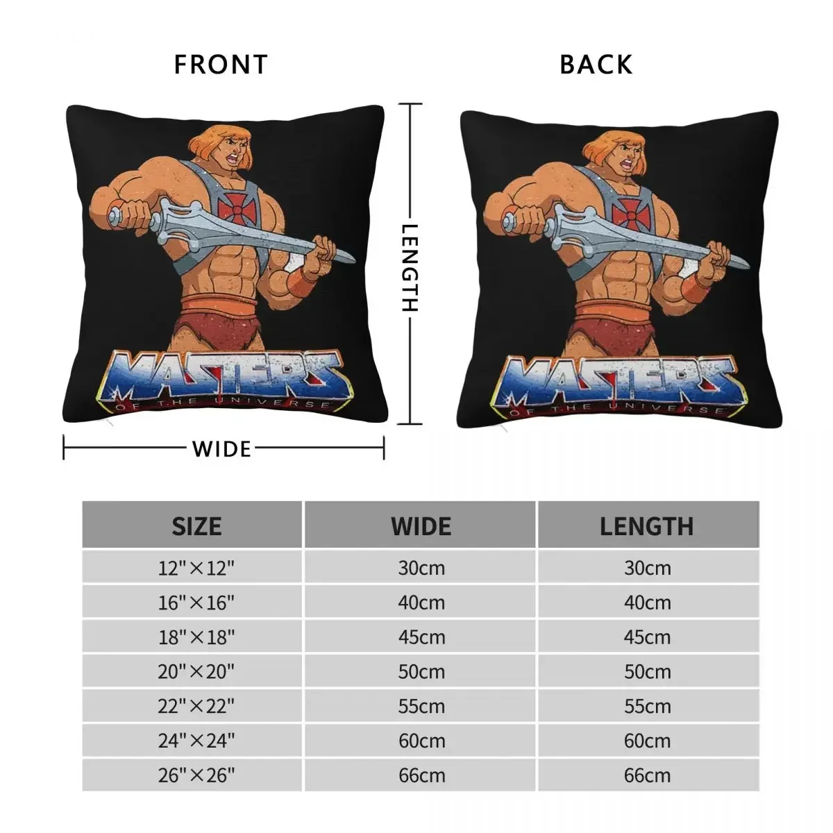 He-Man And Friends Masters Of Universe Skeletor Heman Square Pillowcase Pillow Cover Comfort Throw Pillow for Home Bedroom