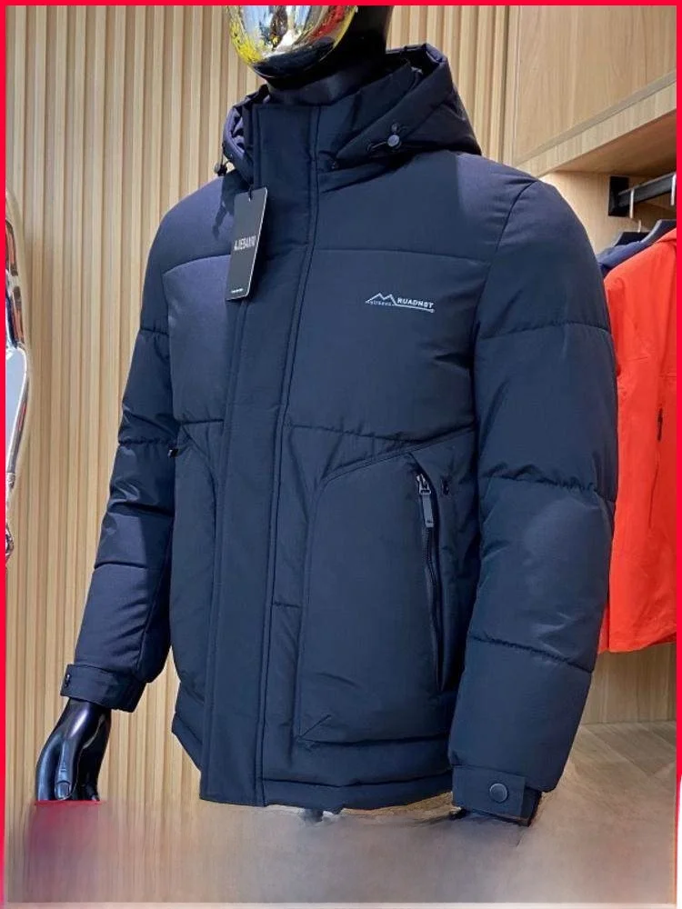 

Hooded Bread Coat Cotton Jaet Trendy Thi Warm Stand Fit Youth ular Sle Regular Length Winter Outerwear for Men