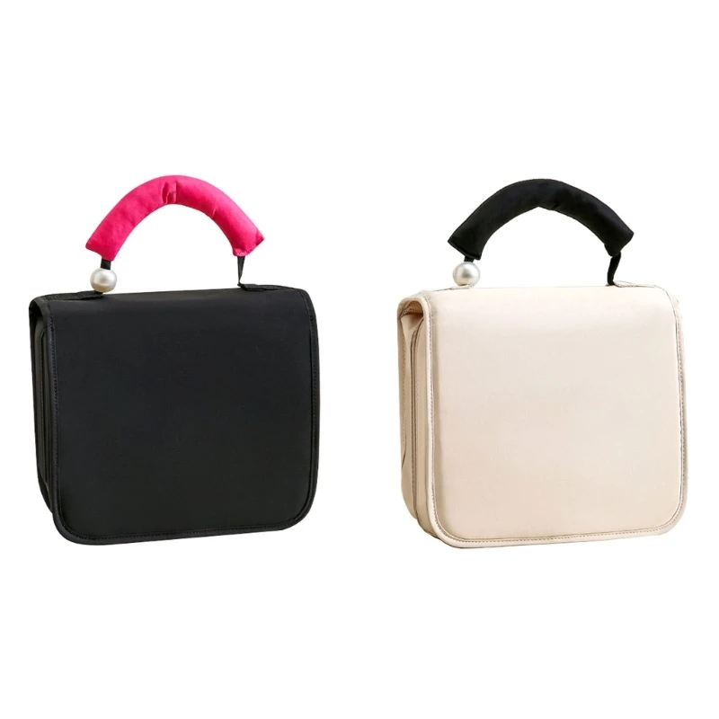 

Large Capacity Pearls Handle Makeup Bag Cosmetic Organizers with Hanging Hook