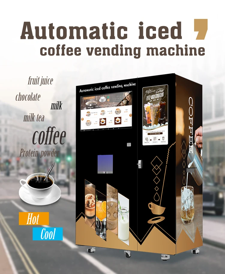 Robot Arm Making Ice Coffee Cafe Vending Machine Robot Coffee Machine Fully Automatic