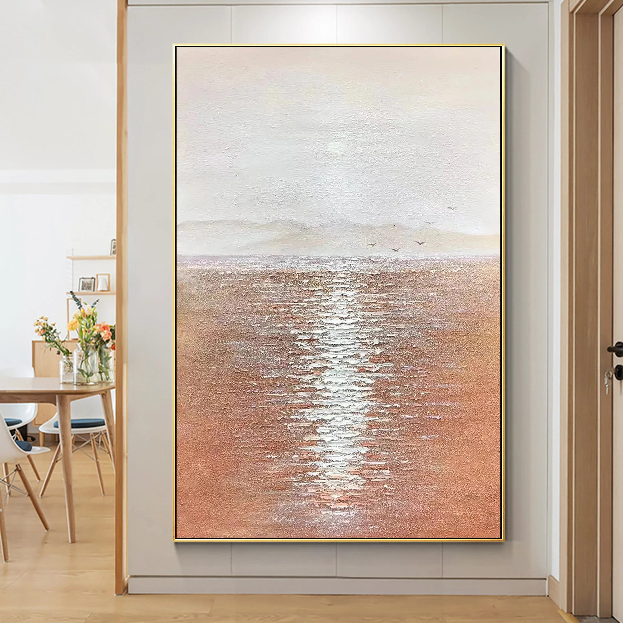 

Abstract Brown Seascape Texture Original Handmade Painting on Canvas, Home Livingroom Bedroom Wall Art Decor