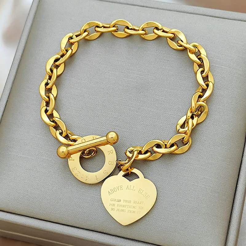 Stainless steel fashion love OT buckle ladies bracelet