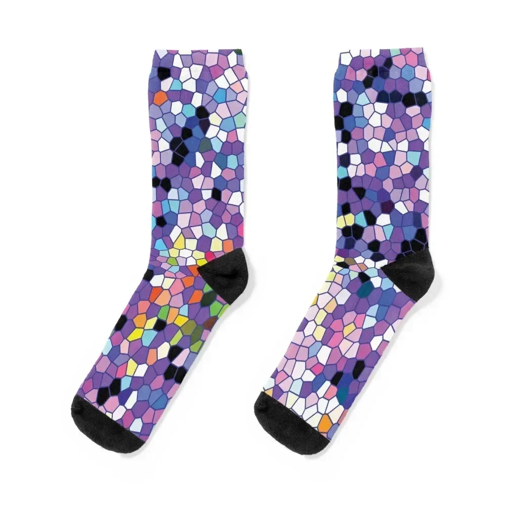 Abstract Digital Mosaic Two Socks bright garter Climbing Sports Argentina Male Socks Women's