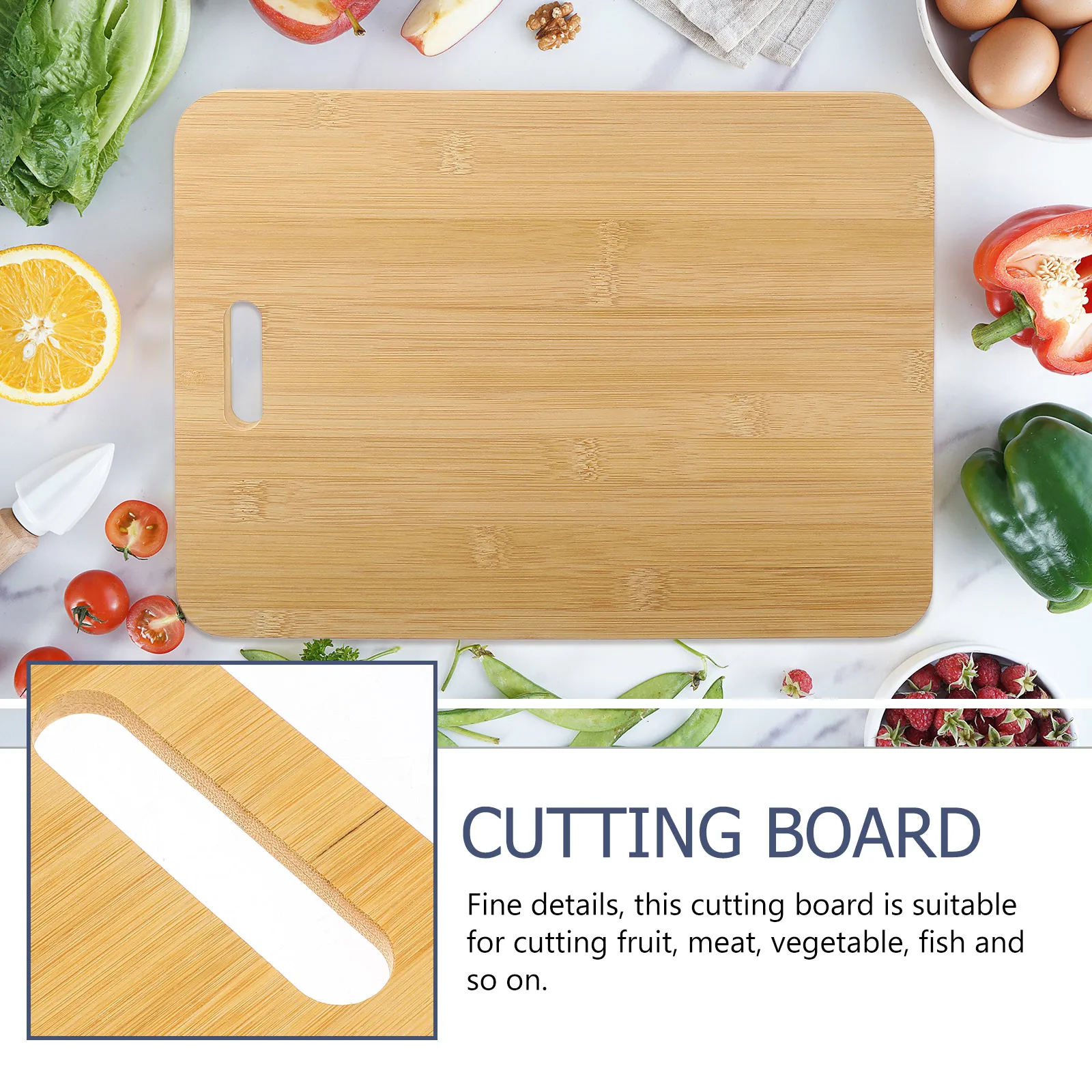 

3pcs Bamboo Cutting Kitchen Tool Reusable Chopping Board For Vegetables Fruits Meat Nonslip Portable Hanging Design Household
