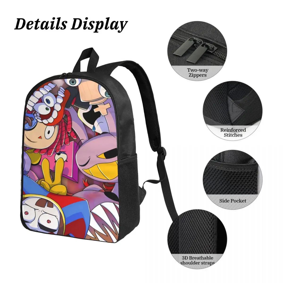 The Amazing Digital Circus Kids กระเป๋าเป้สะพายหลังกล่องอาหารกลางวันกล่องดินสอสำหรับชายหญิงอนุบาลกระเป๋าเป้สะพายหลังกระเป๋านักเรียนกระเป๋าหนังสือชุด