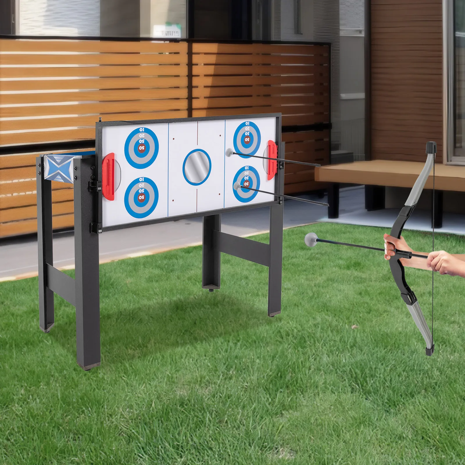 مجموعة طاولات ألعاب متعددة 5 في 1 - بلياردو، كرة السلة، الهوكي، تنس الطاولة والرماية الآمنة، طاولة ألعاب إنفينيتي مع البار والمكتب #5