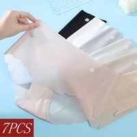7Pcs/Set Ultra-Thin Panties Women's Sexy Lingerie Quick Drying Briefs Low Rise Underwear Summer Invisible Panties