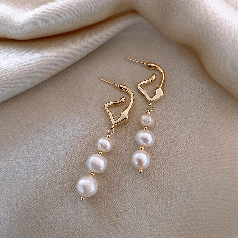 Heißer Verkauf Trendy Natürliche Barock Süßwasser Perle 14K Gold Gefüllt Weibliche Quasten Stud Ohrringe Schmuck Nicht Allergisch Geschenke Billig – Detail 6