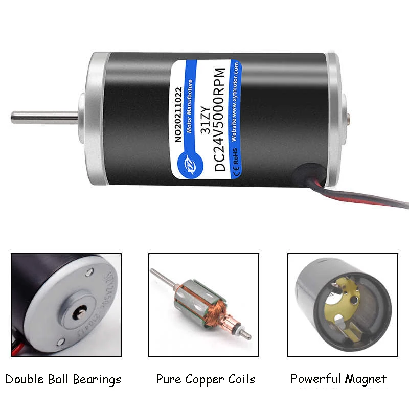 31ZY Micro DC Permanent Magnet Motor 6V 12V 24V 2000~8000 RPM 296g.cm High Power Torque Motor Speed Regulation Small Motor