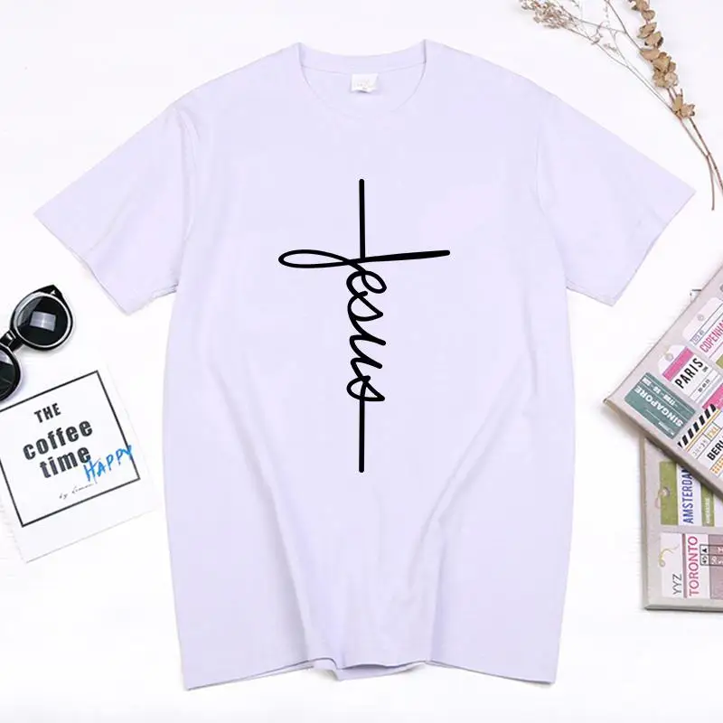 Jesus Christian Cross T Shirt Good With Me Fashion Men Casual Short Sleeve Tops 100% Cotton Tee Shirt Hipster Streetwear T-shirt