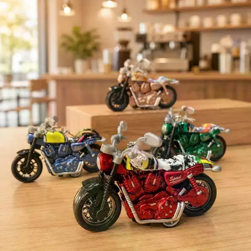 Keychain Mini Kids Home Bag Alloy Pull Back Motorcycle Toys For Gifts Decoration Hanging Collection