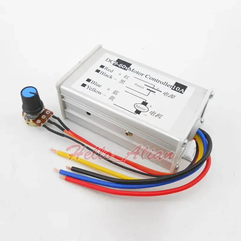 DC 12V 18V 24V 36V 48V 60V 10A 0-100% PWM DC Motor Speed Controller Driver +Metal Case Motor Speed Regulator Switch Module