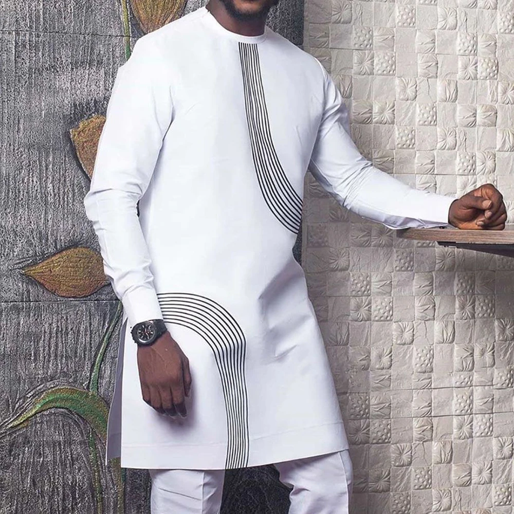 Ethnic Style African Tribal Chieftain Totem Printing Business Casual Gentleman Slim Lapel Comfortable Men\'s Top Shirt