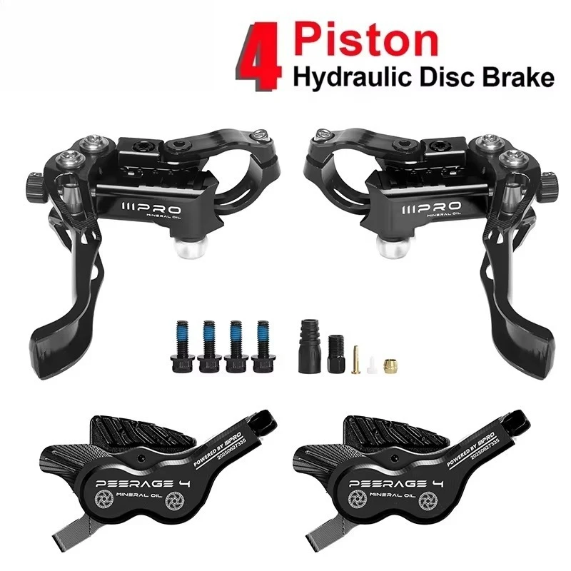

Комплект гидравлических дисковых тормозов с 4 поршнями, 850 мм/1550 мм, с CNC-обработанными радиаторами для электровелосипедов и горных велосипедов (MTB), комплект масляных тормозов