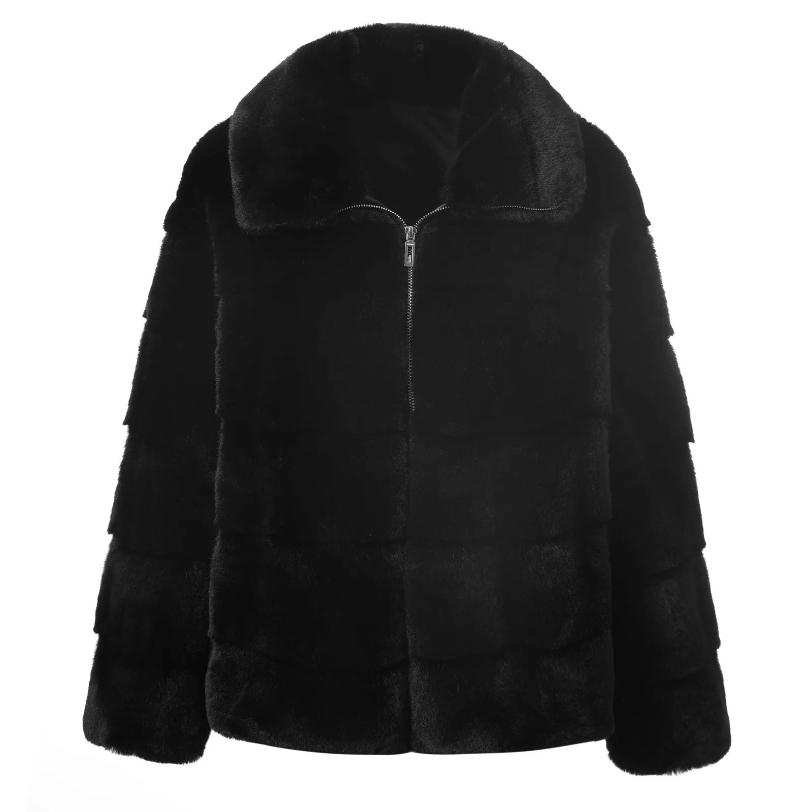 Giacca trapuntata alla moda in pelliccia sintetica da donna con cerniera Capispalla casual in peluche ispessito Cappotto maglione invernale caldo oversize con cappuccio