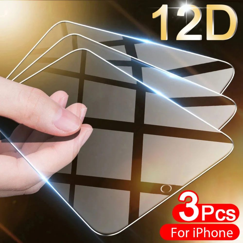 3PCS Screen Glass For iPhone 11 13 12 14 pro max 8 7 6 Plus Screen Protector For iphone 11 13 12 12 13 mini XR Xs Max SE 2020