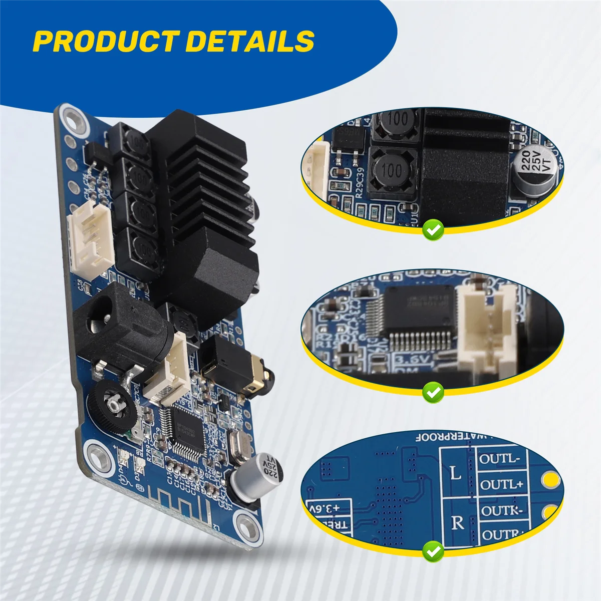 POP-lTPA3116 Bluetooth 5,0 Стереоусилитель мощности Стерео 2X50 Вт Вход 3,5 мм Поддержка настройки DSP Настройка DC12V-24V