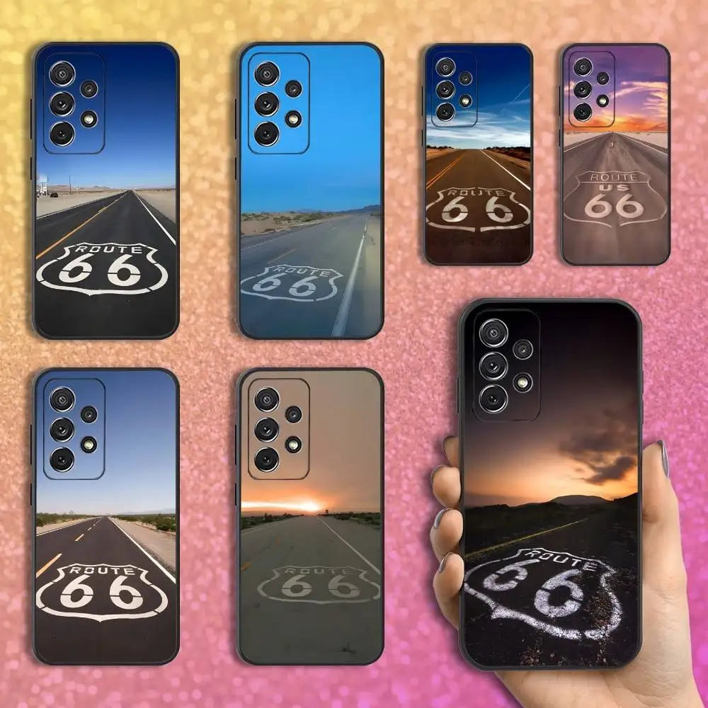 

Sign Art Route-66 America Phone Case For Samsung S25,S24,S23,S22,S21,S20,S10,Ultra,Plus,Lite,FE,Soft Silicone Black Cover