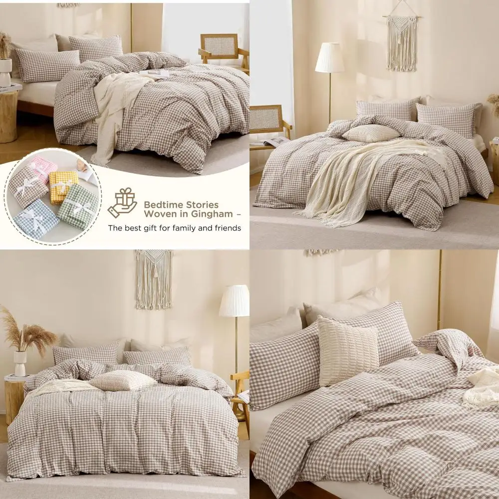 Tan Gingham Duvet C… - image