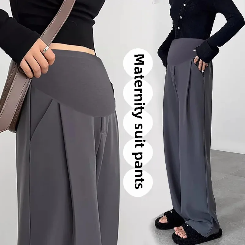 Maternity Wide-leg Pants Casual Slimming Trousers Simple Straight-leg Design For Pregnant Women Spring Summer 2024 New Arrival