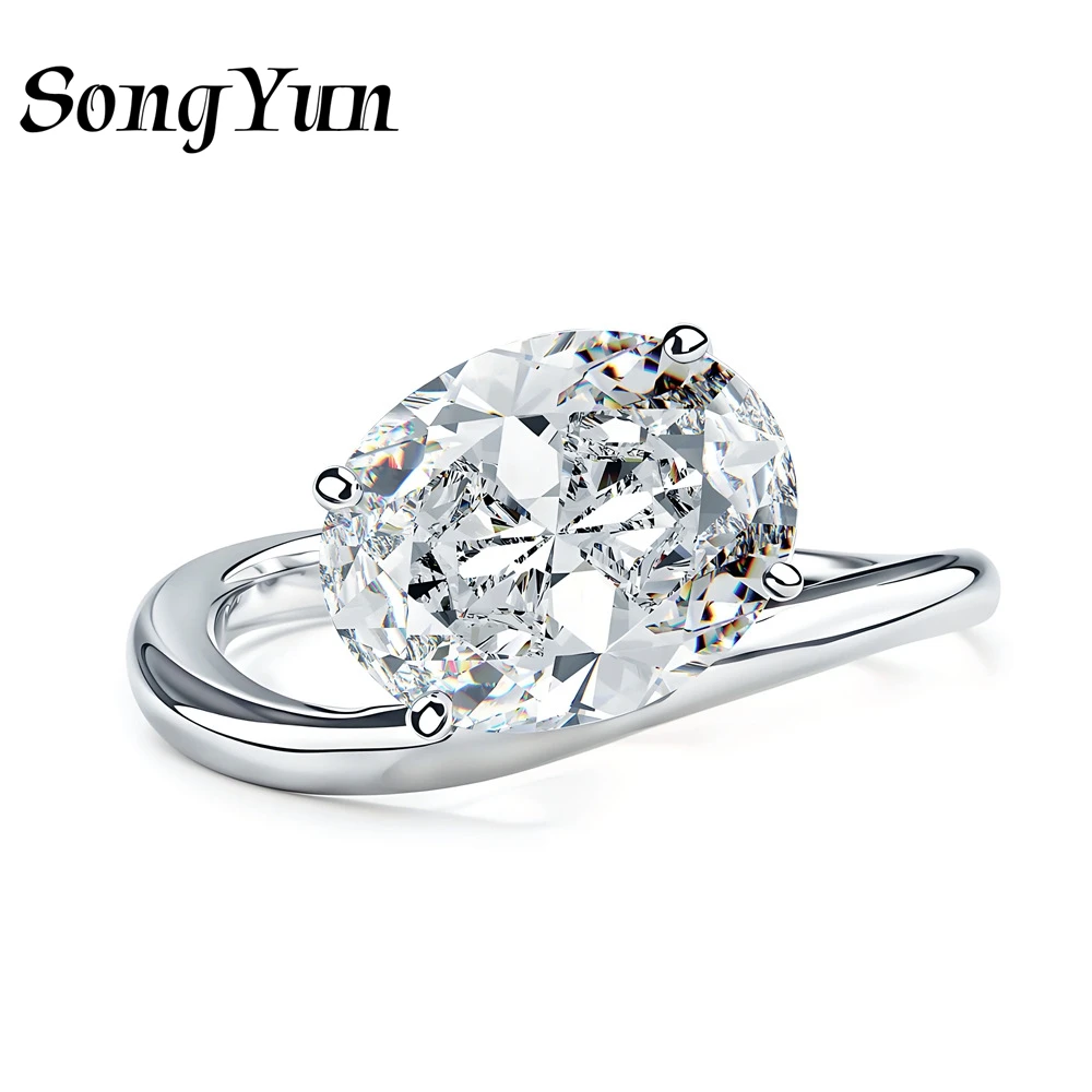

SongYun Jewelry 925 Sterling Silver Ring Moissanite D Color VVS1 Fine Precious Girl 925 Sterling Silver Rings Diamond Accessorie