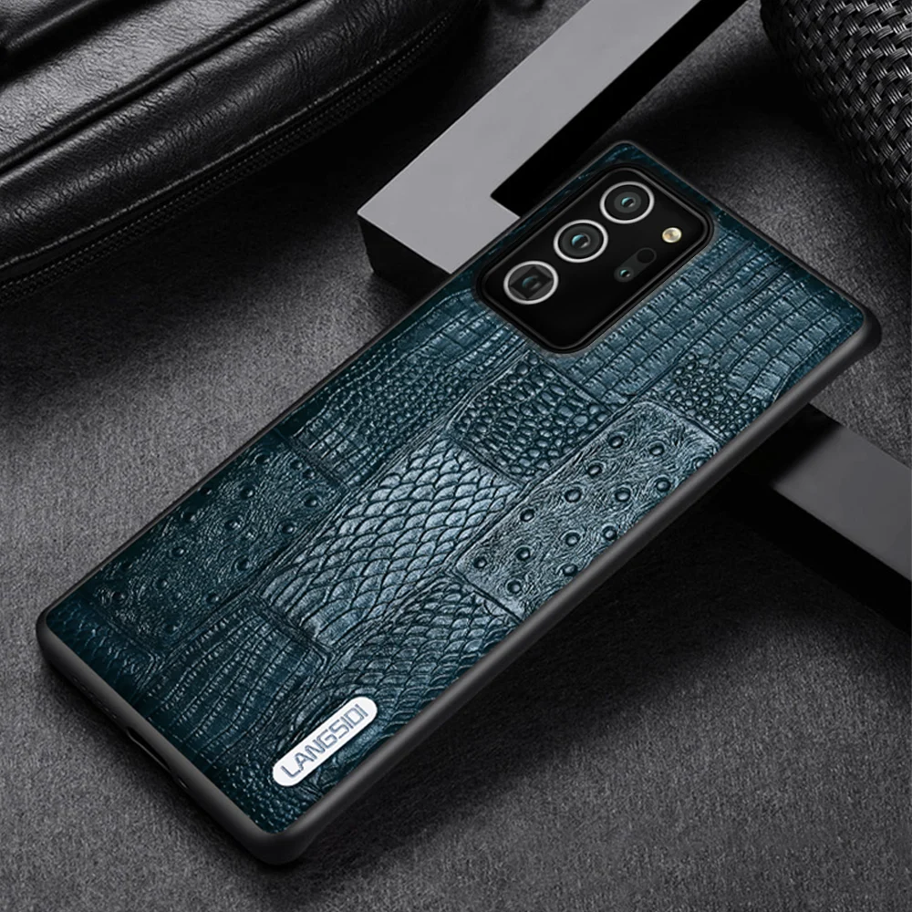 LANGSIDI Funda de cuero de lujo para Samsung Galaxy Note 20 ultra S20 Plus a50 a70 a8 2018 S9 s10 a51 a71 fundas de cuero genuino