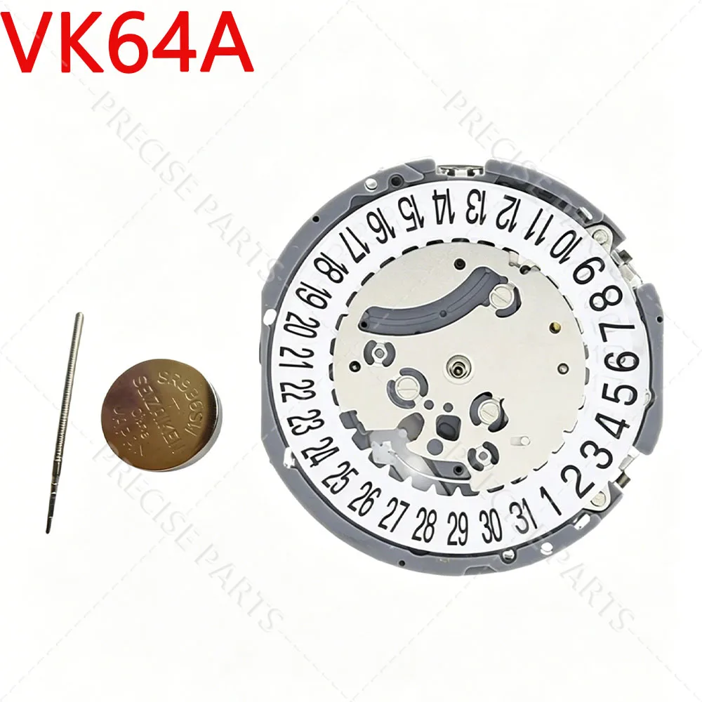 日本正規品-vk64-vk64a-クォーツムーブメント、5針、6h日付表示、3-9スモールセコンド、時計部品