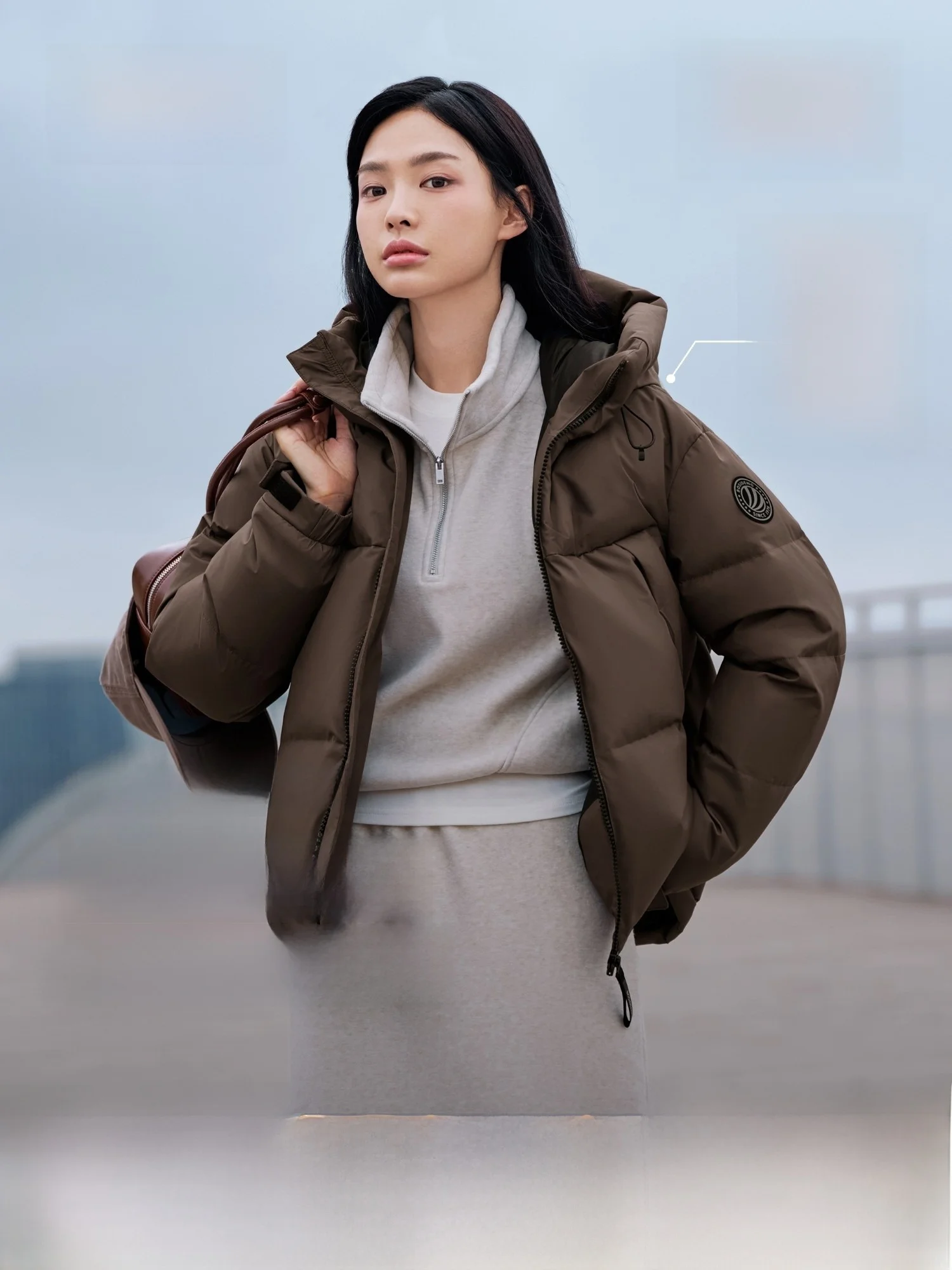 

Bosideng 2025 New ort Spor ex down Jaet Warmth Faionable Bread Sle Du down Filling Ci Casual Long Sve Zi...