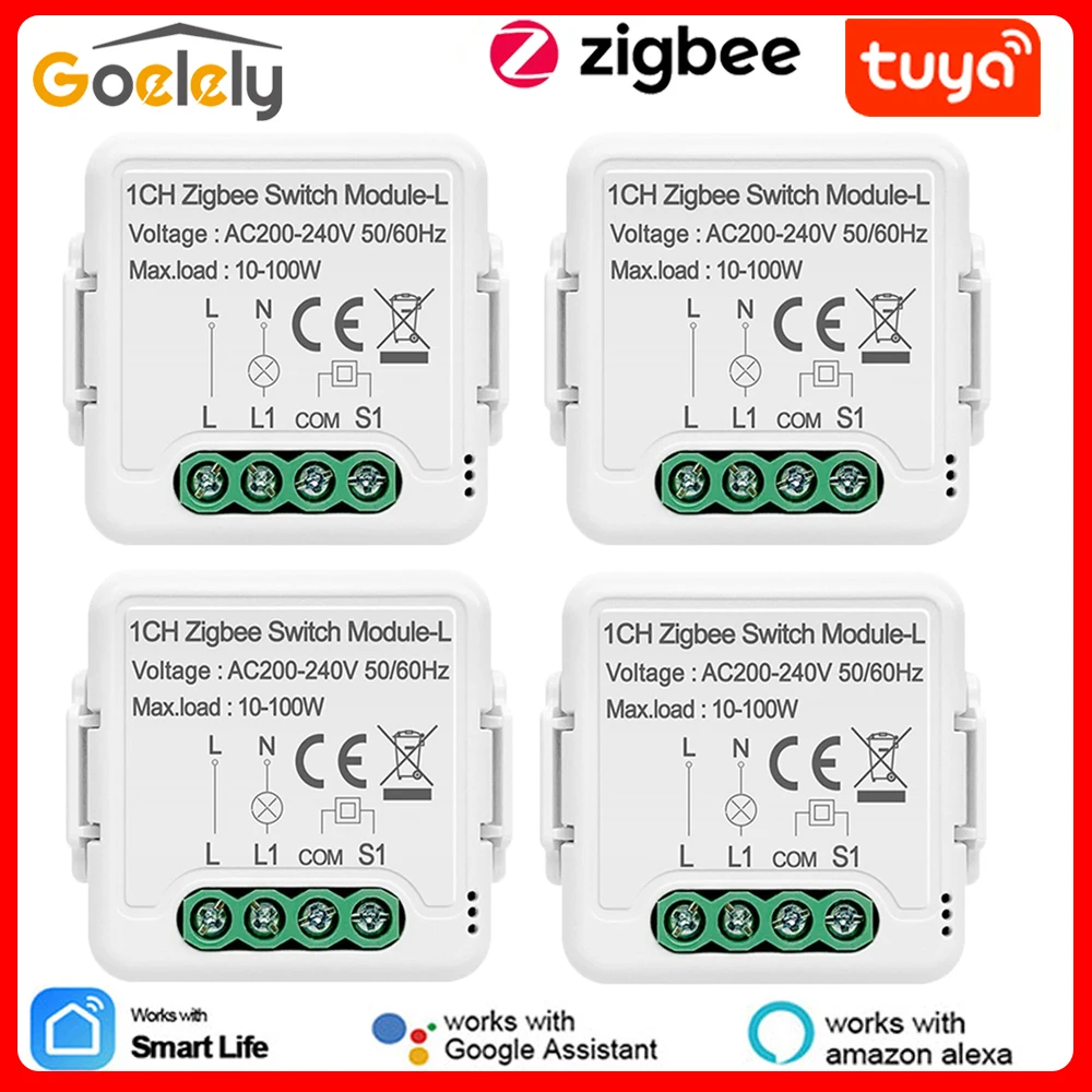 Awapow Tuya Zigbee Smart Switch 1 Way Single Fire Model Control APP DIY Timing Breaker Works With Alexa Google Home