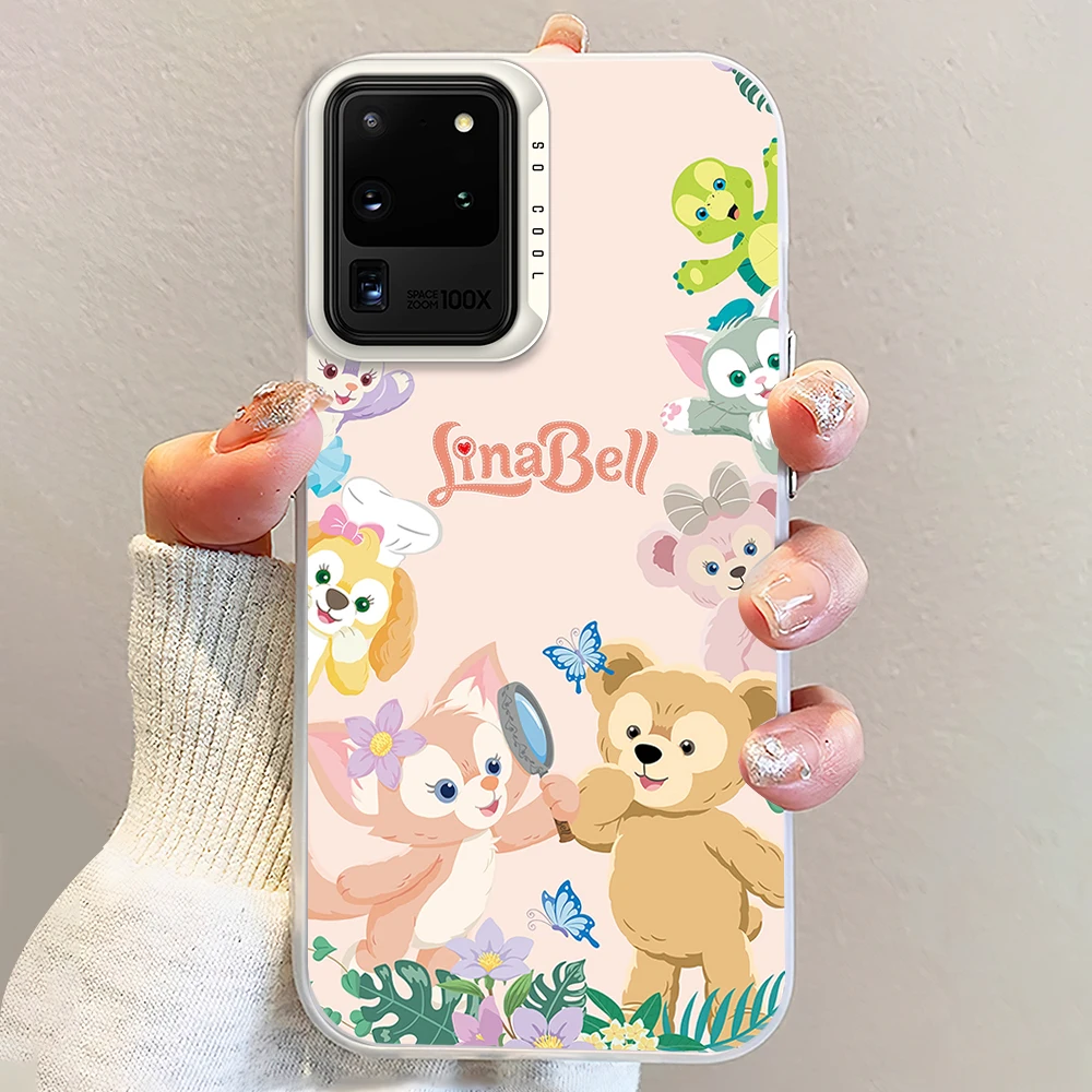 MINISO L-Lina Bell Friends Cute Laser Phone Case for Samsung S24 23 22 ULTRA A25 33 32 34 S PLUS IMD Shockproof Silicone Coque