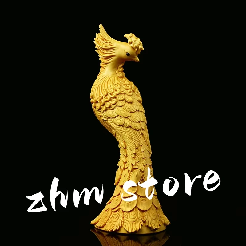

6*5*13cm Handmade Boxwood Carving Buddhist Phoenix Auspicious Lucky Figurine Lifelike Collective Home Putting Crafts