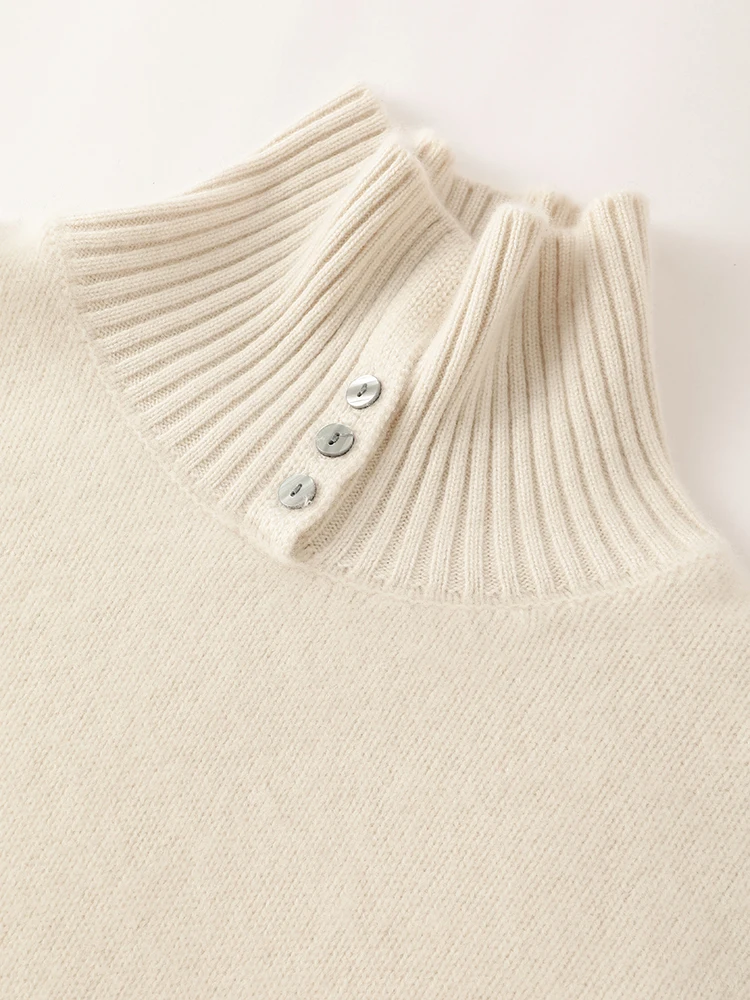 Autumn Winter Women Warm Sweater 100% Merino Wool Solid Knitwear Thick Pullover Long Sleeve Clothes Tops Casual Jumper Outerwear