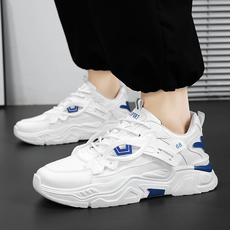 

2024 New Men Platform Sneakers Fashion Mesh Breathable Lace Up Chunky Shoes Trainers Trendy Sport Dad Shoes