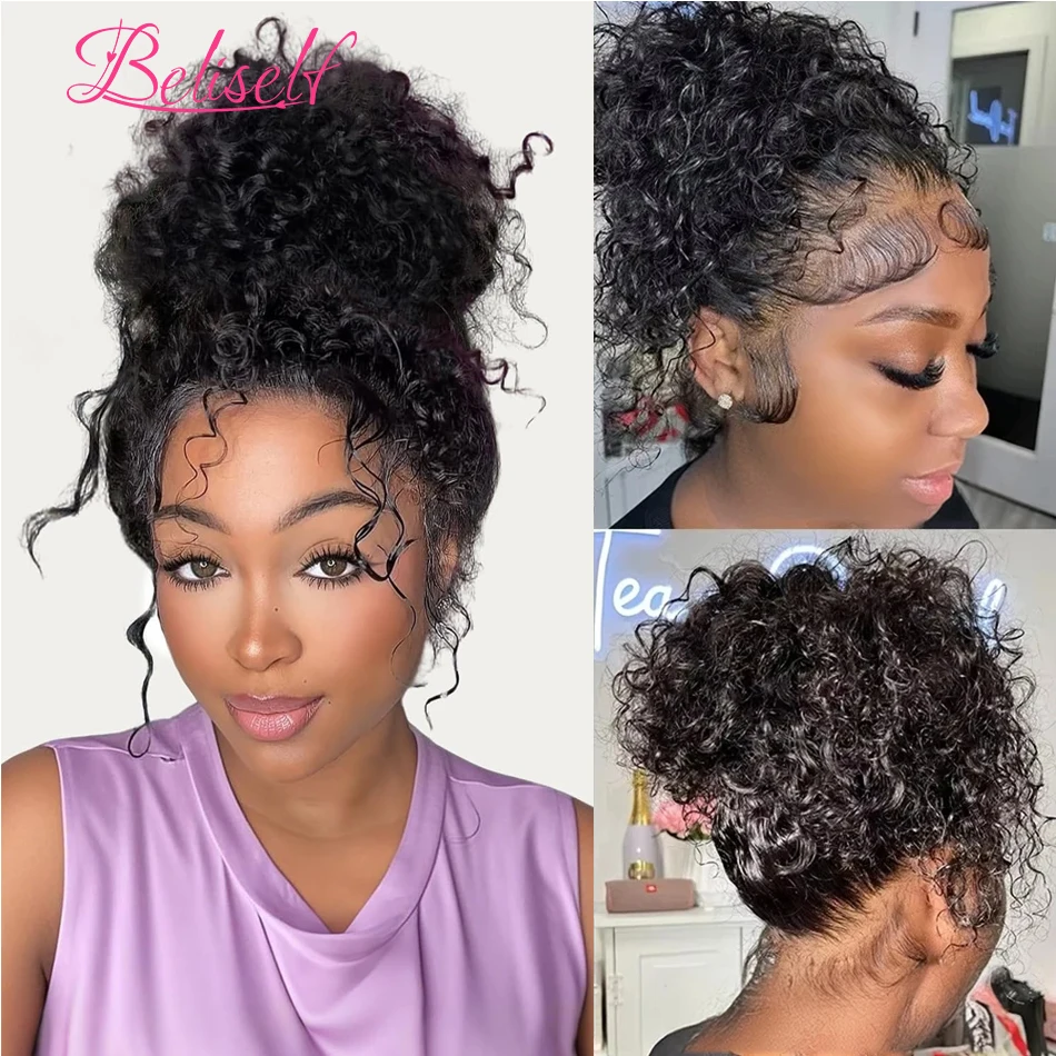

Belsielf Deep Wave 360 Invisi Strap Glueless Wig Human Hair Snug Fit 360 Full Lace Human Hair Wigs for Black Women