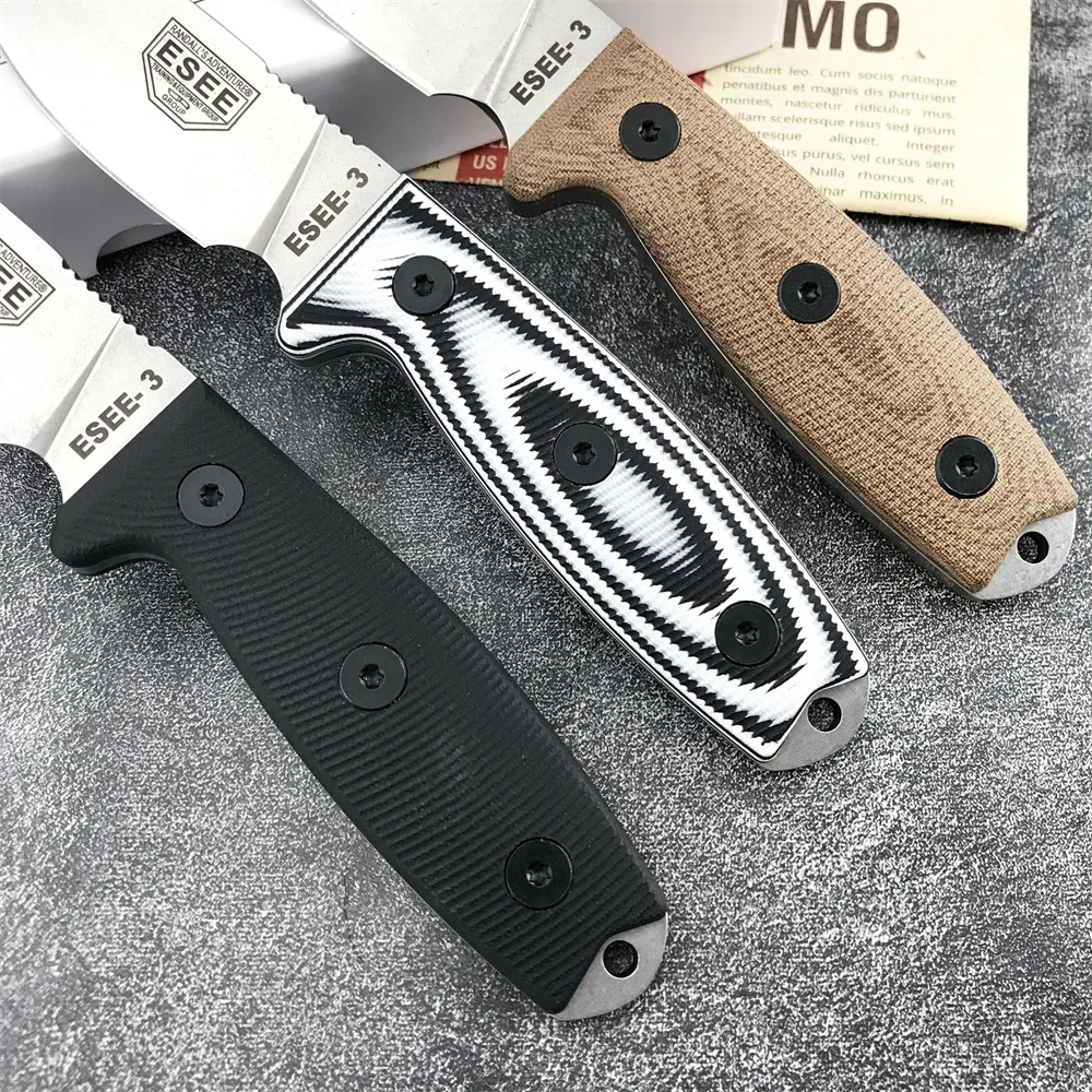 جديد ESEE-3 التكتيكية شفرة مثبتة سكين سكينة للاستعمال الخارجي "3.93" 9Cr18Mov بليد G10 مقبض EDC سكين جيب أدوات التخييم التنزه #5