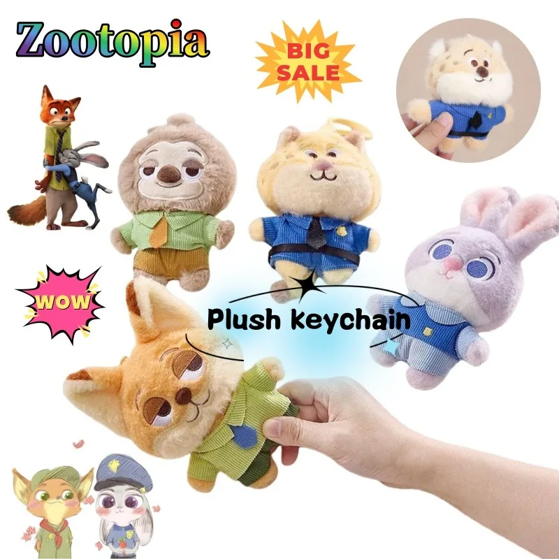 

Плюшевая 3D-кукла-брелок Джуди и Ник из Зоотопии Дисней, милый кавайный дизайн, креативный модный персонализированный подарок на праздник