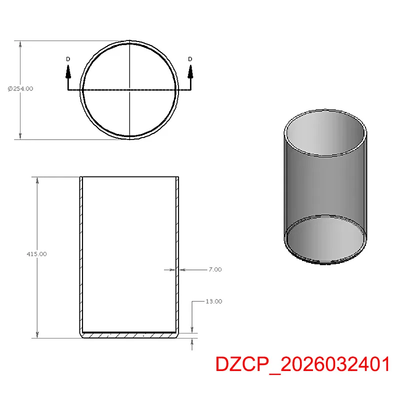 

CHENGDU GLASSWARE Customized beaker without spout, Unmarked scale, Outer diameter 254mm, Borosilicate glass, DZCP_2026032401