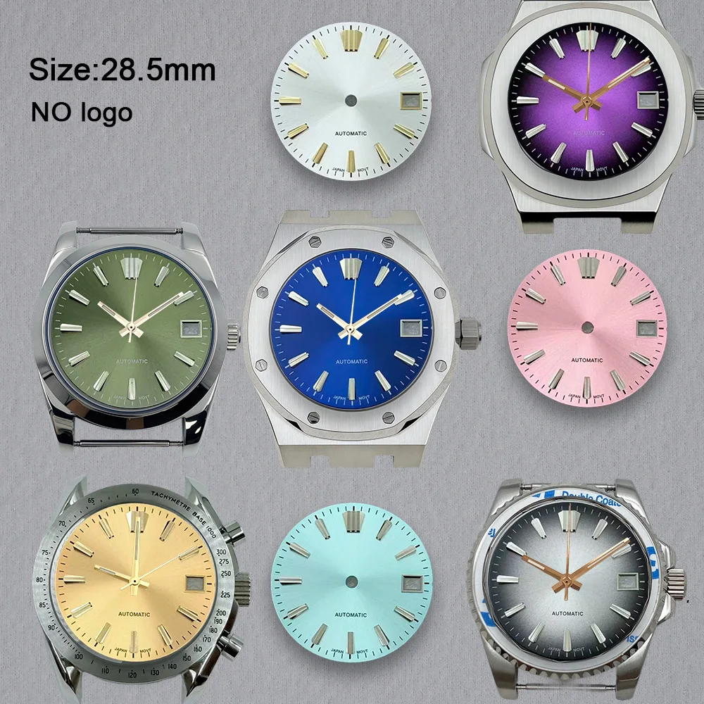 NH35 Dial No Logo Blank Gradient Purple Dial 28.5mm Dial For NH35 Movement Custom Logo Watch Dials Hands Accessories Repair Tool