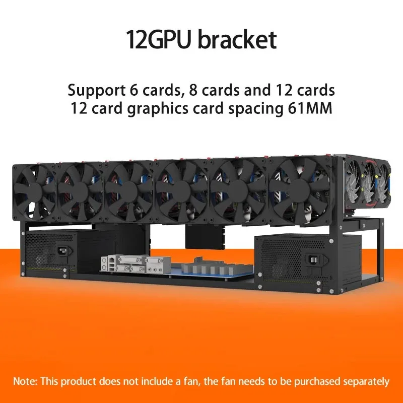 6 Cards 8 Cards 12 Cards Graphics Card Fixing Bracket Open Dual Power Supply GPU Graphics Card Cooling Frame Fixing Frame
