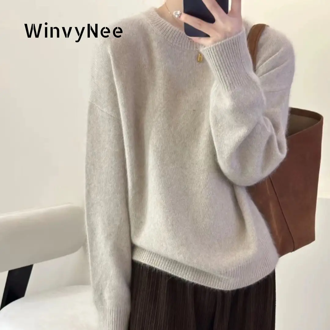 

WinvyNee Winter Women‘s Clothing Cashmere Merino Wool Sweater Long Sleeve O Neck Wool Loose Casual Oversized Pullovers A1114001