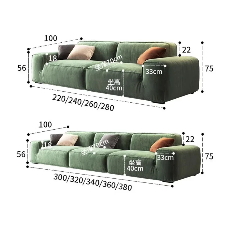 Adults Double Living Room Sofa Nordic Filler Comfortable Arm Sofa Elegant Corner  Furniture Decoration