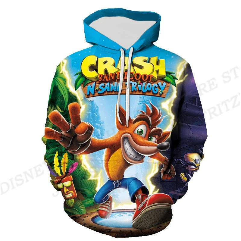 Crash Bandicoot 3d Print Hoodies Children\'s Fashion Funny Hoodie Kids Hip Hop Hoodie Boys Coats Women Sweats Anime Game Sweats