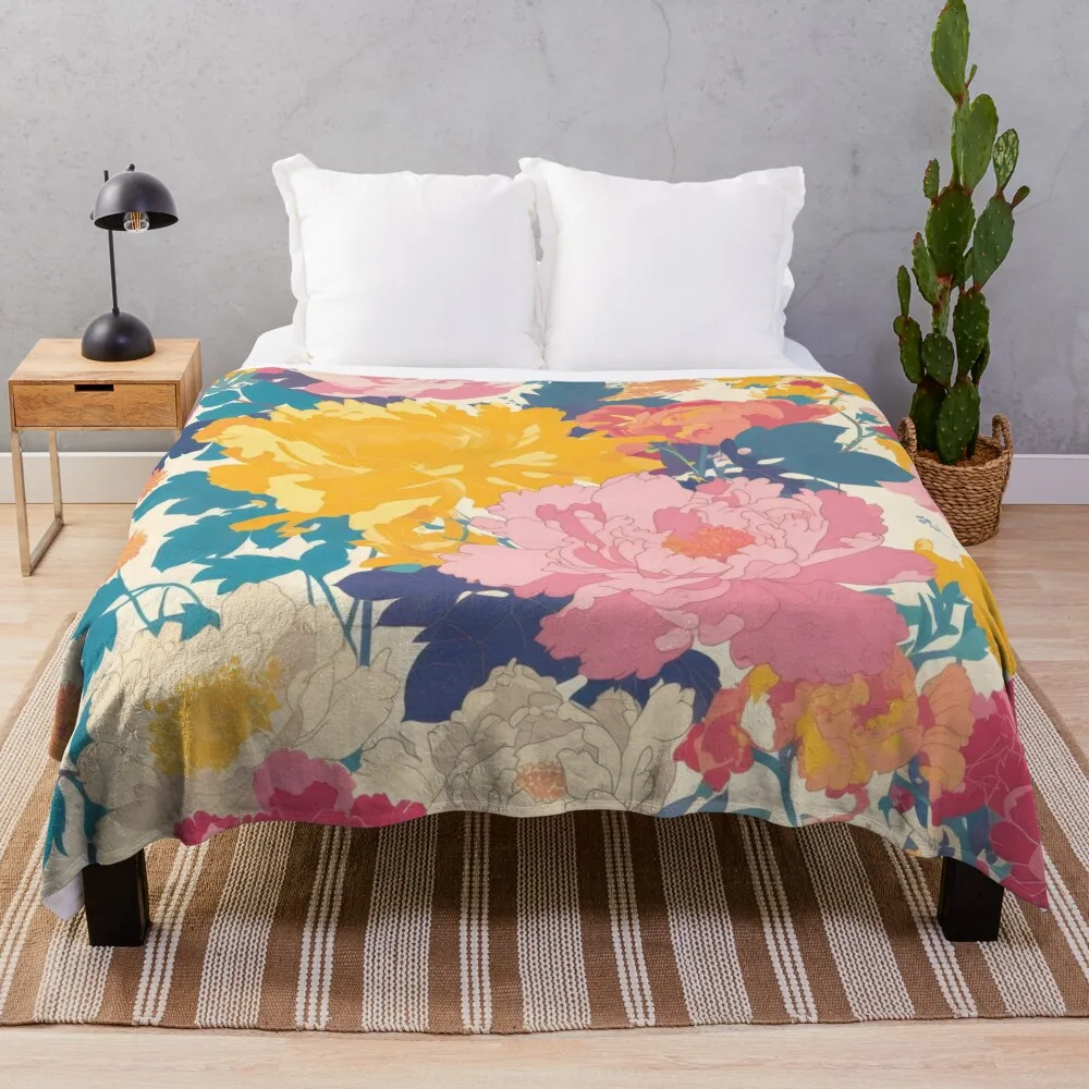 

Korean floral art inspired pattern Throw Blanket Blankets For Baby Soft Big Blankets