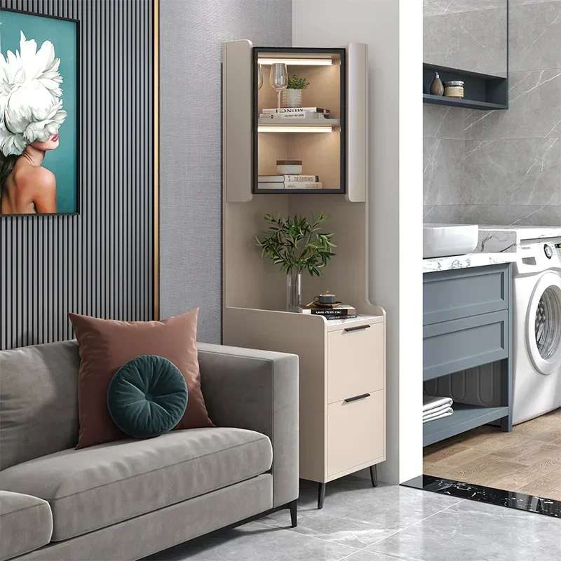 

Light Luxury Storage Corner Cabinet Corner Cabinet Living Room Sofa Side Cabinet Stone Plate Bedside Corner Storage Rack