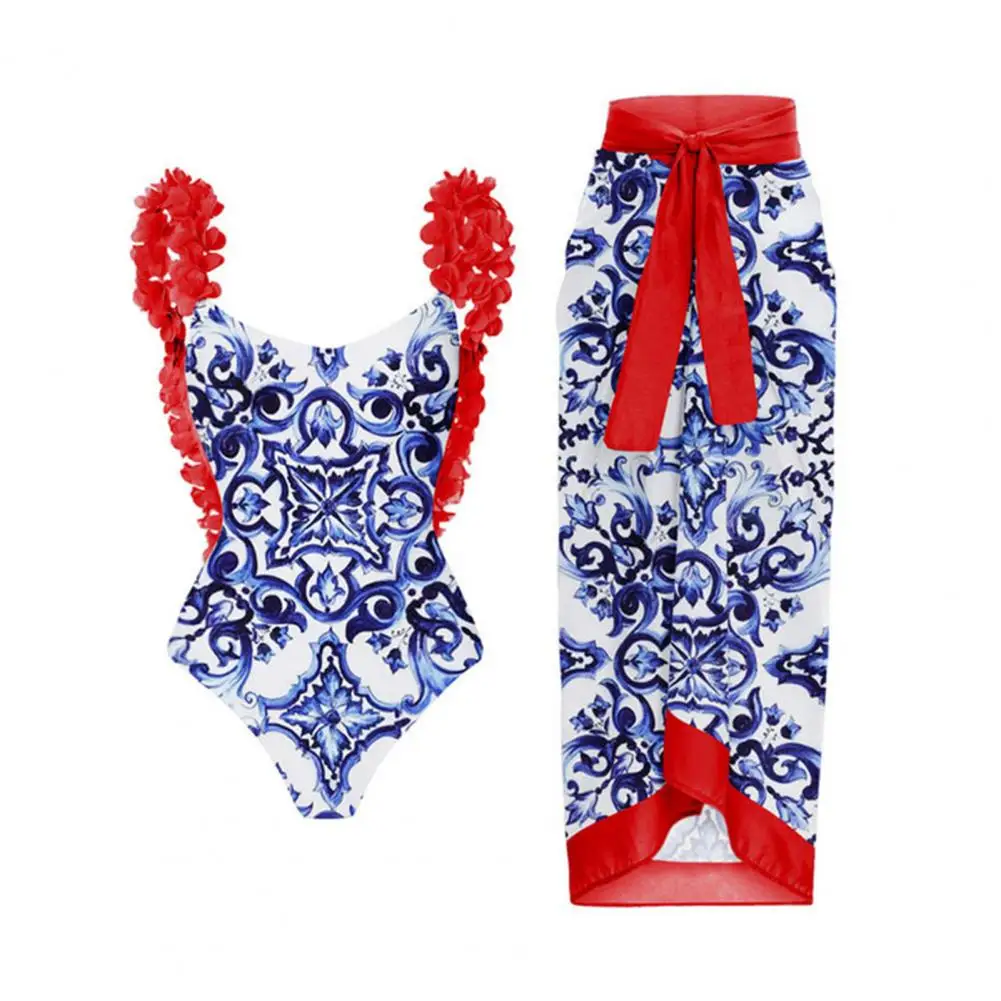 Dames Badmode Set Met Bloemenprint Dames Bikini Set Met Ruches Met Vetersluiting Sexy Strandbadpak Met Voor De Zomer