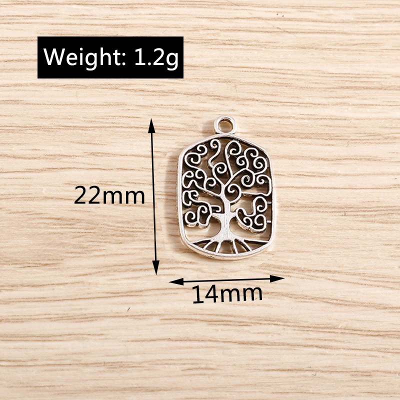 Tusember 20 Stück Legierungs-Pflanzenanhänger, Metall-Blatt-Blumen-Baum-Charms für Schmuckherstellung, Ohrringe, Halsketten, DIY-Armband-Zubehör – Detail 4