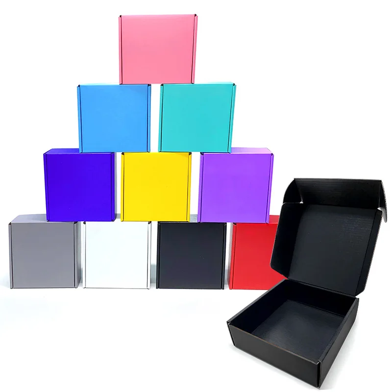 Custom Colorful Airplane Boxes White Double-Sided Color Printing Black Courier Packing Boxes Pink Square In-Stock Packaging Pape
