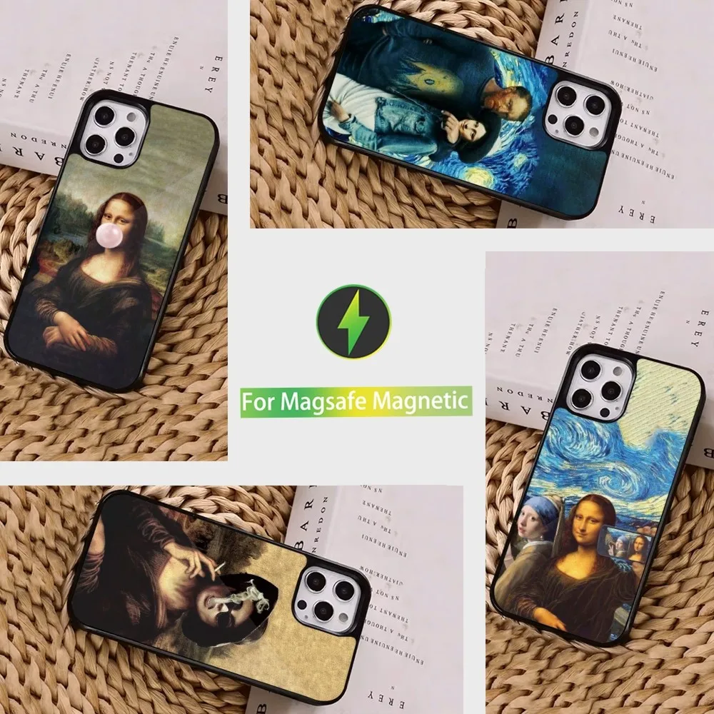 Art David Mona Lisa Phone Case  For iPhone 16,15,14,13,12,11,Pro,Max,Plus,Mini, Magsafe,Magnetic Wireless Charging Case