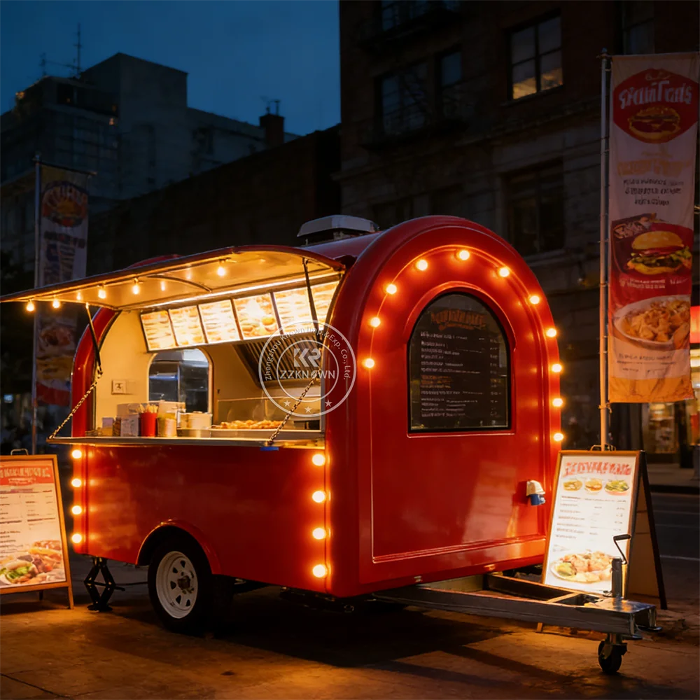 

Готовый к работе мобильный фудтрак-прицеп: полностью оборудованная кухня для тако, кофе и закусок, передвижная торговая точка для уличной еды